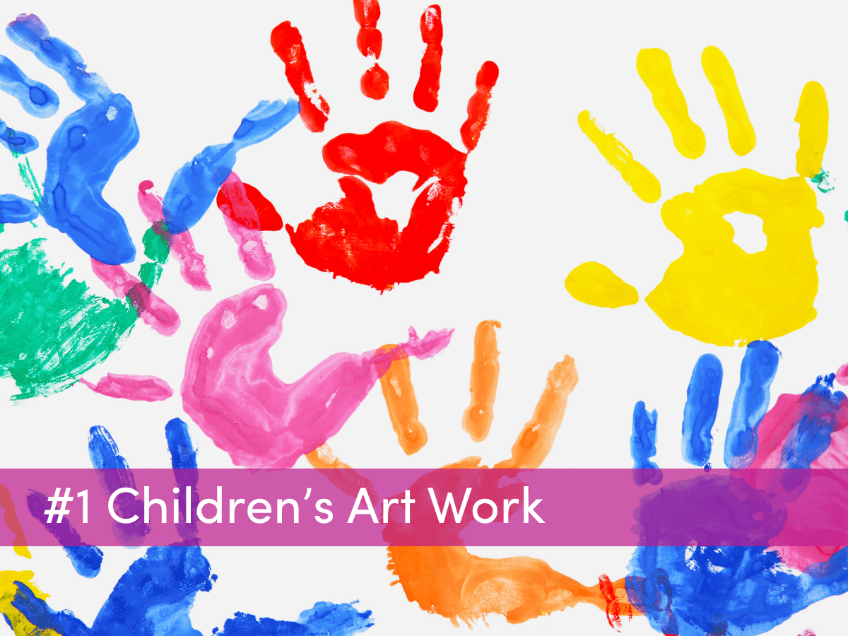 Children's artwork printed on tea towels for a school fundraising project